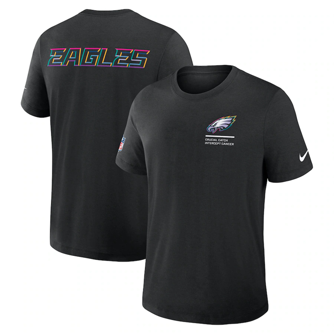 Men's Philadelphia Eagles Black 2025 Crucial Catch Tri-Blend Dri-FIT T-Shirt